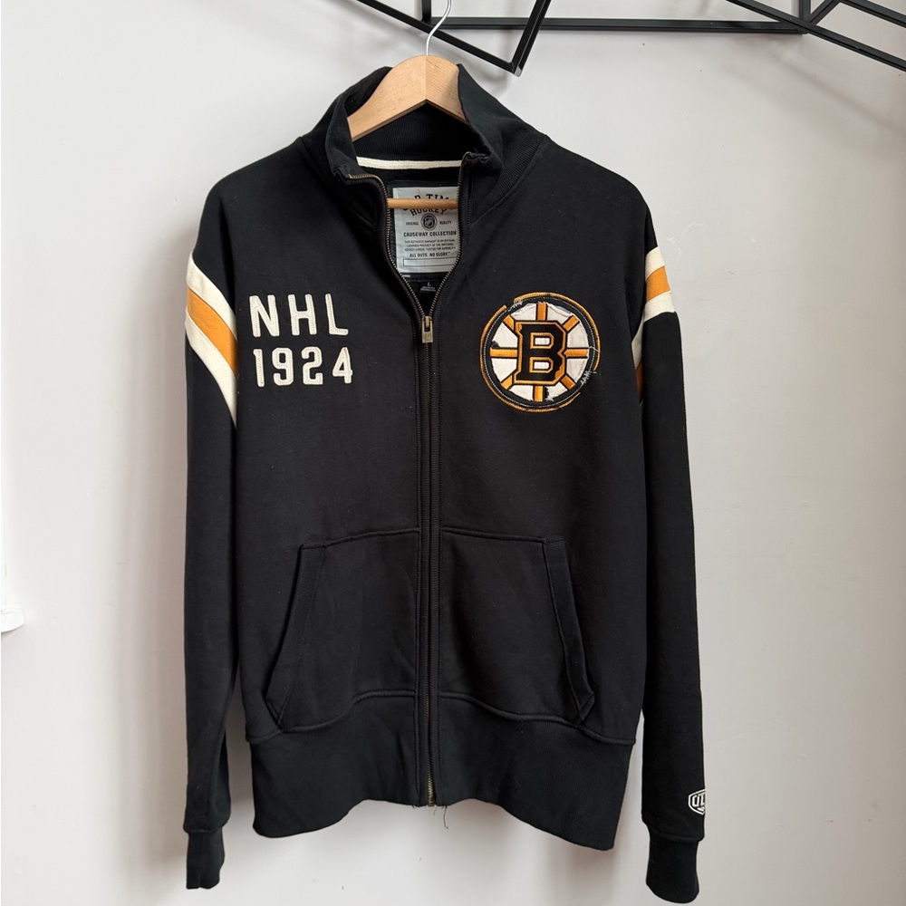 NHL 1924 Black Zip Up Boston Bruins Sweater